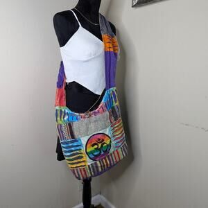 Boho patchwork multi colored hobo bag